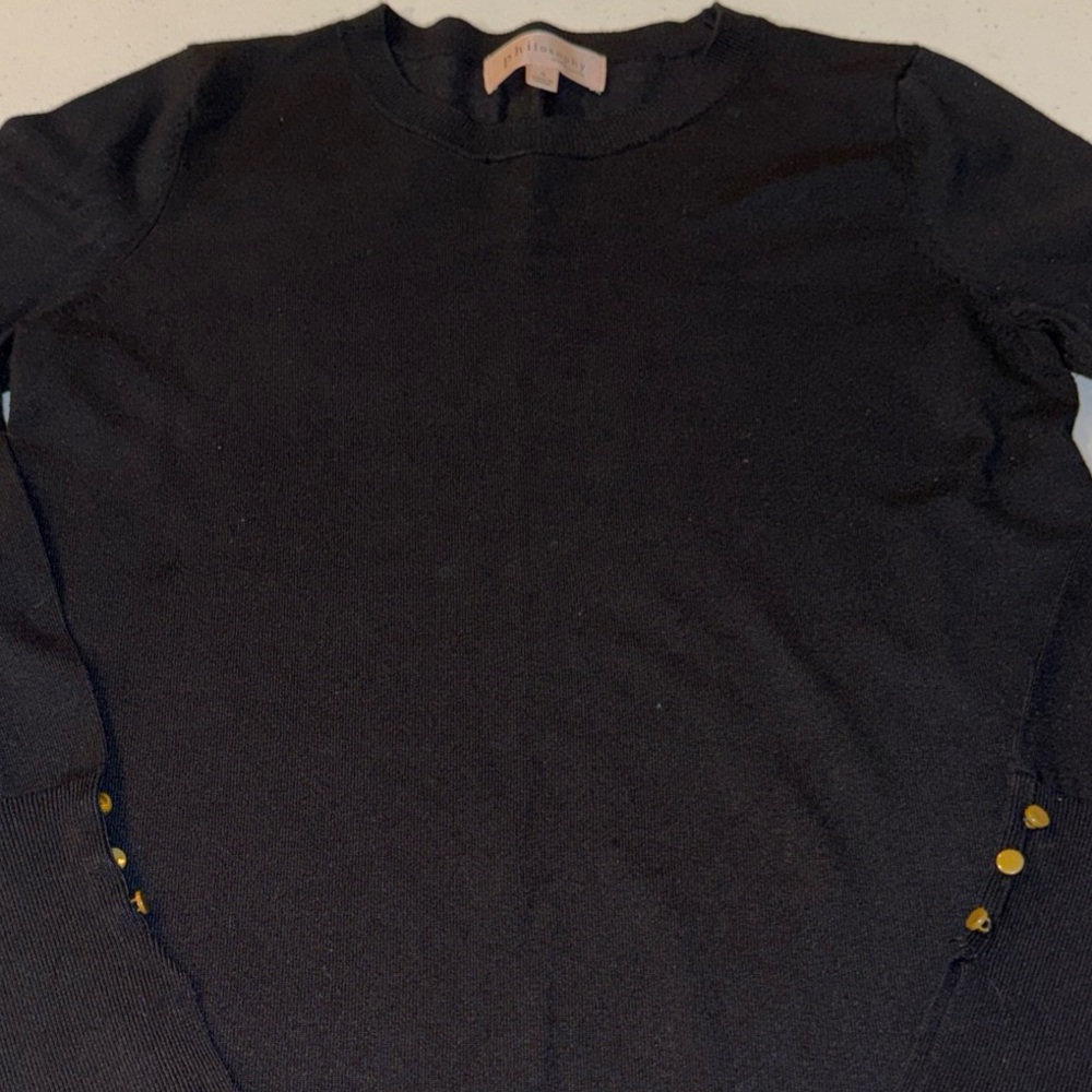 philosophy republic clothing sweater Knit Women's‎ Black  Small Classic Crew